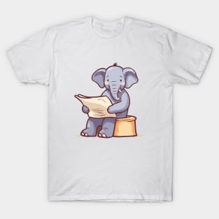 Cute Elephant is reading a newspaper T-Shirt